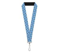 Buckle-Down Lanyard-2.5 cm rejilla de alambre azul bebé negro/blanco, Azul bebé/negro/blanco, 1" InchWide - 22 Inch Long