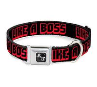 Buckle-Down Like A Boss - Collar para Perro, Color Negro y Rojo, Talla Mediana