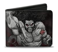 Buckle-Down Lobo Action Pose Justice League Forever Evil Issue 23.2 - Cartera plegable de Lobo Action Pose gris/rojo