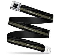 Buckle-Down Logo Full White Seatbelt Belt-Barracuda Script Stripe/Monogram Black/Gray/Olive/Silver Webbing Cinturón, Varios Colores, 1.5" Wide-24-38 Inches in Length Unisex Adulto