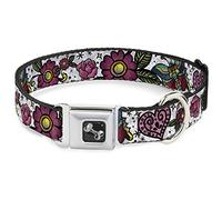 Buckle-Down Love Kills - Collar para Perro, Color Blanco, Talla pequeña/22-38 cm