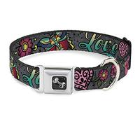 Buckle-Down Love Kills - Collar para Perro, Color Gris, Ancho mediano/16-23