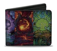Buckle-Down Magic the Gathering Billetera, plegable, Magic the Gathering, símbolos de maná de vidrieras, multicolor, cuero vegano, Varios colores, 4.0" x 3.5", Casual
