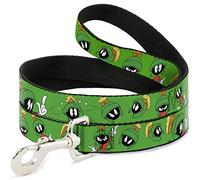 Buckle-Down Marvin The Marcian w/Poses/Expresiones Verde Pet Leash, 6 'x 1/2"