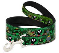 Buckle-Down Marvin The Martian &K-9 Poses/Clovers Greens - Correa para Mascota, 15,2 x 3,8 cm