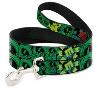 Buckle-Down Marvin The Martian w/Poses Black/Turquoise Pet Leash, 6" x 1/2"