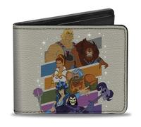Buckle-Down Masters of the Universe - Cartera plegable, diseño de Masters of the Universe a rayas, multicolor, cuero vegano, Blanco, 4.0" x 3.5", Casual