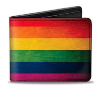 Buckle-Down Mens PU Bifold - Flag Pride Distressed Rainbow Bifold Wallet, Multicolor, 4.0 x 3.5 US