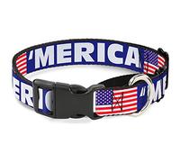 Buckle-Down Merica/Us Bandera Azul/Blanco/Rojo Martingale Collar de Perro, 1" de Ancho, cuellos de 38 a 66 cm