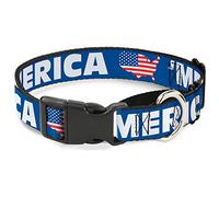 Buckle-Down Merica/USA Silueta Azul/Blanco/Bandera de Reino Unido Martingale Collar de Perro, 1" de Ancho Fit 9 - 15 Pulgadas Cuello pequeño