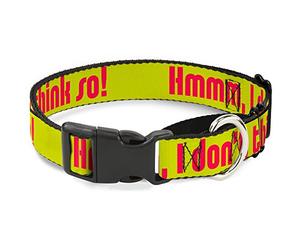Buckle-Down MGC-W30867-L Hmmm, I Don't Think So! Collar de Perro Amarillo con Rosa Martingale, Grande