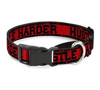 Buckle-Down MGC-W30896-M Hustle Harder/Stripes Weathered Rojo/Negro Martingale Collar de Perro, Mediano
