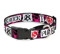 Buckle-Down MGC-W30917-WL I Heart Punk Rock - Collar para Perro (tamaño Grande), Color Negro y Fucsia