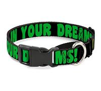 Buckle-Down MGC-W30930-M In Your Dreams! Collar para Perro de Color Negro, Rosa, Verde, Amarillo Martingal, tamaño Mediano