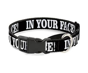 Buckle-Down MGC-W30945-M In Your Face - Collar para Perro, Color Blanco y Negro