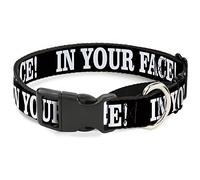 Buckle-Down MGC-W30945-WL In Your Face - Collar para Perro, Color Blanco y Negro