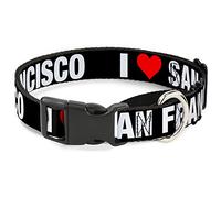 Buckle-Down MGC-W30961-M I Heart San Francisco Negro/Blanco/Rojo Martingale Collar de Perro, tamaño Mediano