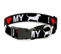Buckle-Down MGC-W30969-WM I Heart My Wiener - Silueta para Perro, Color Negro, Blanco y Rojo