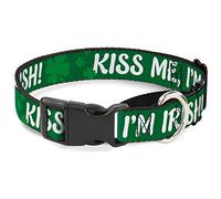Buckle-Down MGC-W31108-WL Kiss Me, I'm Irish! Clovers - Collar para Perro, Color Verde/Blanco, tamaño Grande