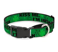 Buckle-Down MGC-W31109-WM Kiss Me, I'm Irish! Clovers/Kisses - Collar para Perro de Color Verde/Negro Martingal, tamaño Mediano