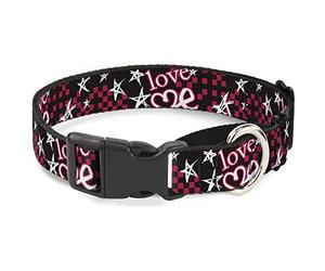 Buckle-Down MGC-W31240-WL Love Me - Collar para Perro (Talla L), diseño de Estrellas y Cuadros