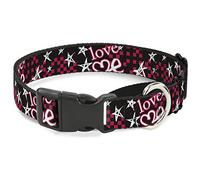 Buckle-Down MGC-W31240-WS Love Me - Collar para Perro (Talla pequeña), diseño de Estrellas y Cuadros