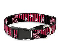 Buckle-Down MGC-W31241-WS Love Me - Collar para Perro, diseño de Estrellas y Rayas, Color Negro, Fucsia y Blanco