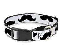 Buckle-Down MGC-W31366-WM Mustaches - Collar para Perro, Color Blanco y Negro