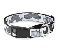 Buckle-Down MGC-W31370-M Mustaches - Collar para Perro (Talla M), Color Blanco