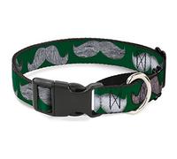 Buckle-Down MGC-W31385-WM Mustaches - Collar para Perro, Color Verde/Verde, tamaño Mediano