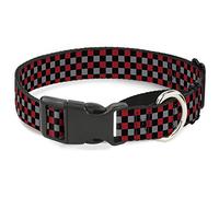 Buckle-Down MGC-W31387-WM Mini Checker Negro/Gris/3 Rojo Martingale Collar de Perro, tamaño Mediano