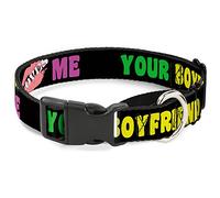 Buckle-Down MGC-W32505-WS Your Boyfriend Loves Me with Kiss Black/Neon Martingale Collar para Perro, pequeño