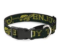 Buckle-Down MGC-W32847-WL BD Winged Skull Enjoy The Ride Olive/Lime Green Martingale Collar para Perro, Grande