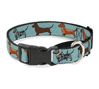 Buckle-Down MGC-W33040-WS Dachshund - Collar para Perro, Talla pequeña, 4 Perros/pajitas, Color Azul Marino