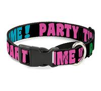 Buckle-Down MGC-W34211-M Party Time! Collar para Perro de Color Negro, Verde, Turquesa, Fucsia Martingale, tamaño Mediano