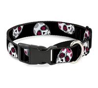 Buckle-Down MGC-W34569-WM - Calaveras de azúcar escalonadas, Color Negro/Blanco/Rosa, Collar de Perro Martingal, tamaño Mediano