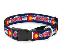 Buckle-Down MGC-W35584-L Colorado Aspen Bandera/Montañas Nowy Azul/Blanco/Rojo/Amarillo Collar de Perro, Grande