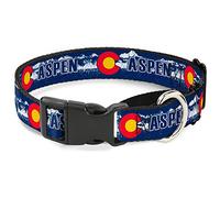 Buckle-Down MGC-W35585-L Colorado Aspen Bandera/Montañas Nowy Azul/Blanco/Rojo/Amarillo Collar de Perro, Grande