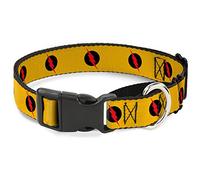 Buckle-Down MGC-WFL011-L - Collar para Perro con Flash Martingal, Color Amarillo/Negro/Rojo, 2,5 cm de Ancho, Cuello Grande de 38 a 66 cm