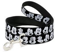 Buckle-Down Mickey Mouse Expressions C/U Black/White Pet Leash, 6" x 1/2"