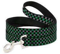 Buckle-Down Mini Checker Black/Gray/3 Green - Correa para Mascota, 15,2 x 3,8 cm