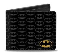 Buckle-Down Cartera Batman Accesorio de Viaje-Billetera Plegable, Negro/Gris/Amarillo, 4.0" x 3.5" Unisex Adulto