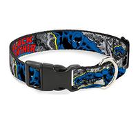 Buckle-Down Negro Panther Acción Poses/apilado Comics Gris/Amarillo/Azul/Rojo plástico Clip Collar, 1" x 11-17"/Medium