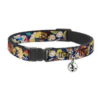 Buckle-Down Nick 90's Rewind 16-Character Poses Navy Blue Breakaway Cat Collar, 1/2" x 8-12"/Medium