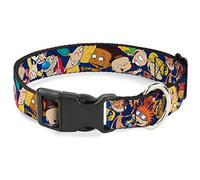 Buckle-Down Nick 90's Rewind 16-Character Poses Navy Blue Collar de plástico con Clip, 3,81 cm x 45,72 cm/Grande