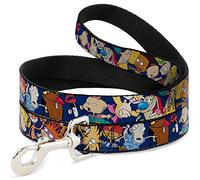 Buckle-Down Nick 90's Rewind 16-Character Poses Navy Blue Pet Leash, 4'-1/2"
