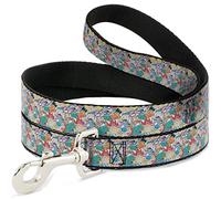 Buckle-Down Nick 90's Rewind 8-Character Mash Up Collage White Pet Leash, 4'-1/2"