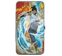 Buckle-Down Nickelodeon - Cartera con bisagras, The Legend of Korra Avatar Korra Elements Swirl Pose y logotipo, cuero vegano, 7" x 4", Casual