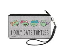 Buckle-Down Nickelodeon - Cartera con cremallera alrededor, Tortugas Ninja I Only Date Turtles Expressions Gris, lona, Gris, S, Casual