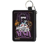 Buckle-Down Nickelodeon - Cartera con cremallera alrededor, Tortugas Ninja Ninja Tough Group Pose and Enemies, negro, multicolor, lona, Negro -, XS, Casual
